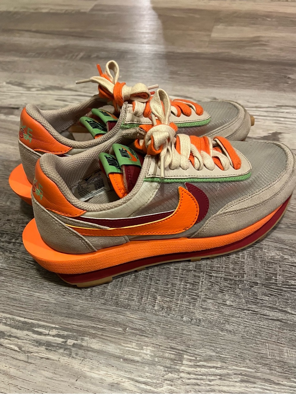 Nike LD Waffle sacai CLOT Kiss of Death Net Orange Blaze Mens size 7